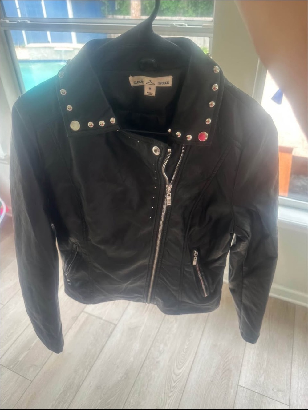 Black Studded Leather Biker Jacket